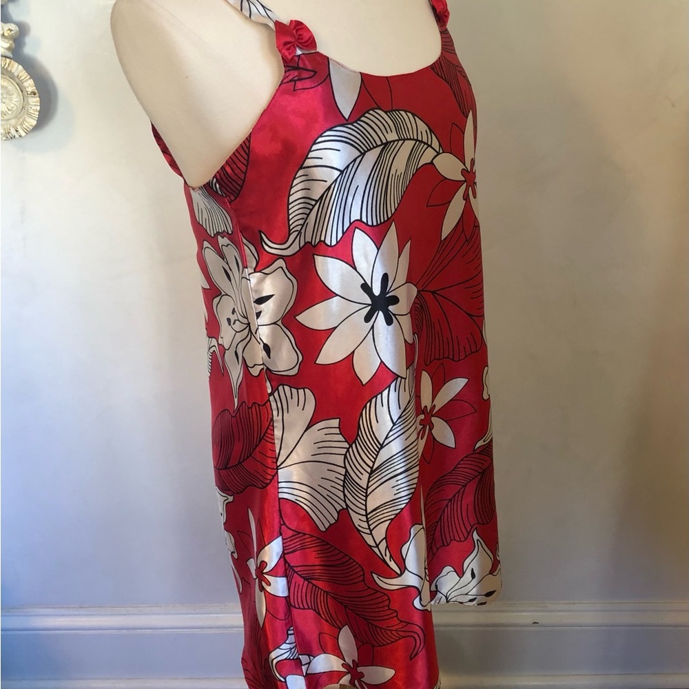 Sante Classic red nightgown w/white & black floral design w/red bows Size Small - Picture 3 of 8